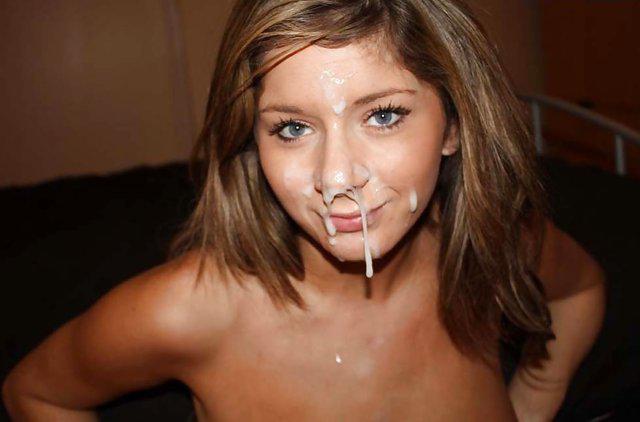 Cum dripping out nose