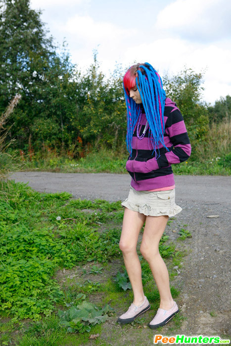Girl pink blue hair