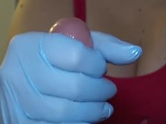 Red rubber gloves handjob