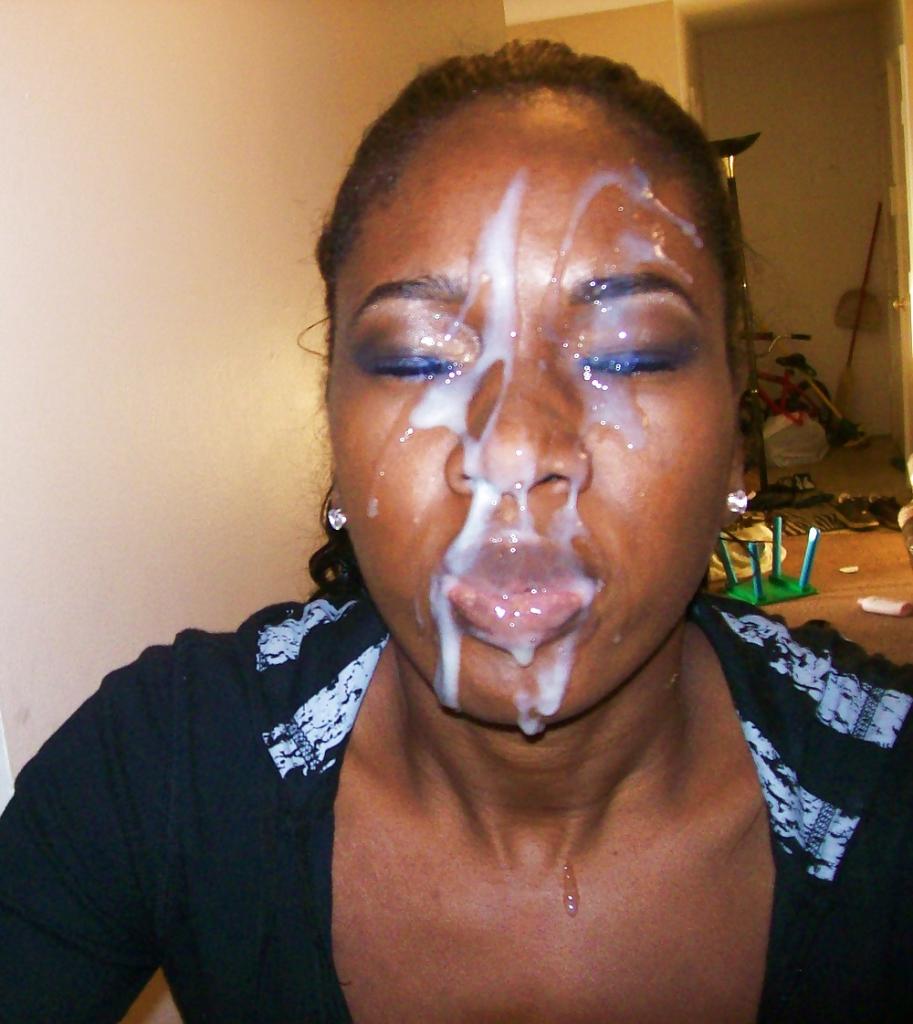 Black Girl Cum Covered Face Niche Top Mature image